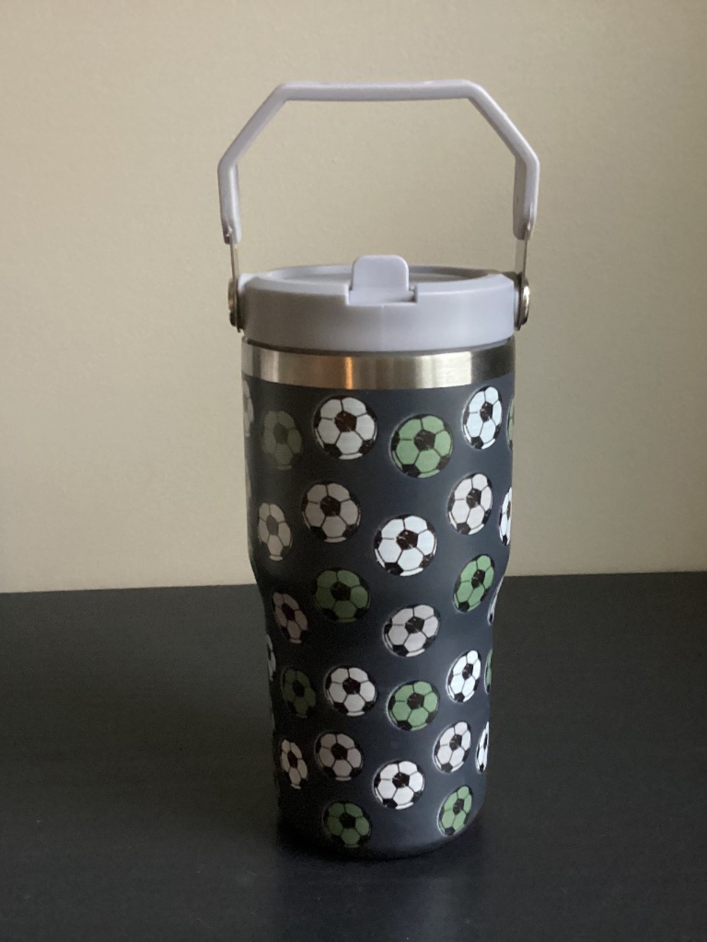 Soccer Football Stainless Steel Insulated Tumbler Water Bottle 18 - 20oz